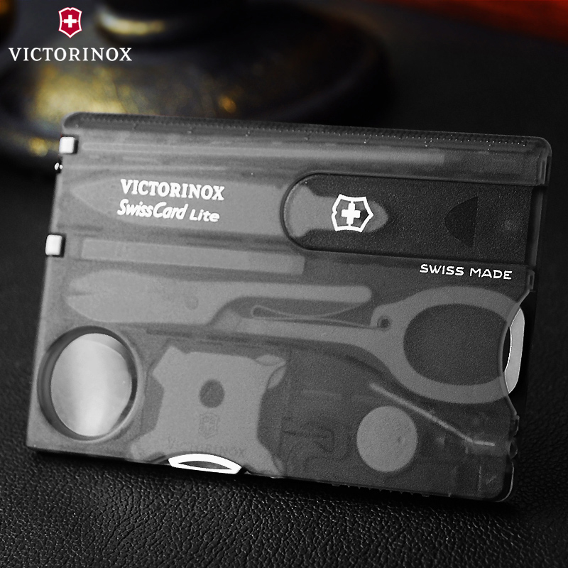 Original Swiss Army Knife Vickers Sabre Card 0.7333.T3 (Transparent Black) Multifunctional Card Knife Swiss Knife