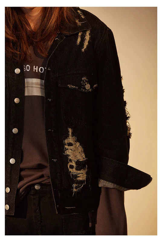 áo rét nam Áo khoác denim in họa tiết đường phố cao cấp CATSSTAC Áo khoác nam thương hiệu hợp thời trang Xuân Thu áo bò nam