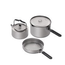 Pure titanium outdoor pots and stoves camping equipment and supplies titanium kettle outdoor camping tableware portable set of pots