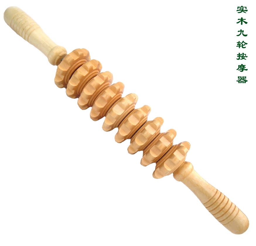 Solid wood nine-wheel belly massager Abdominal fitness massager Back massager Wooden massager