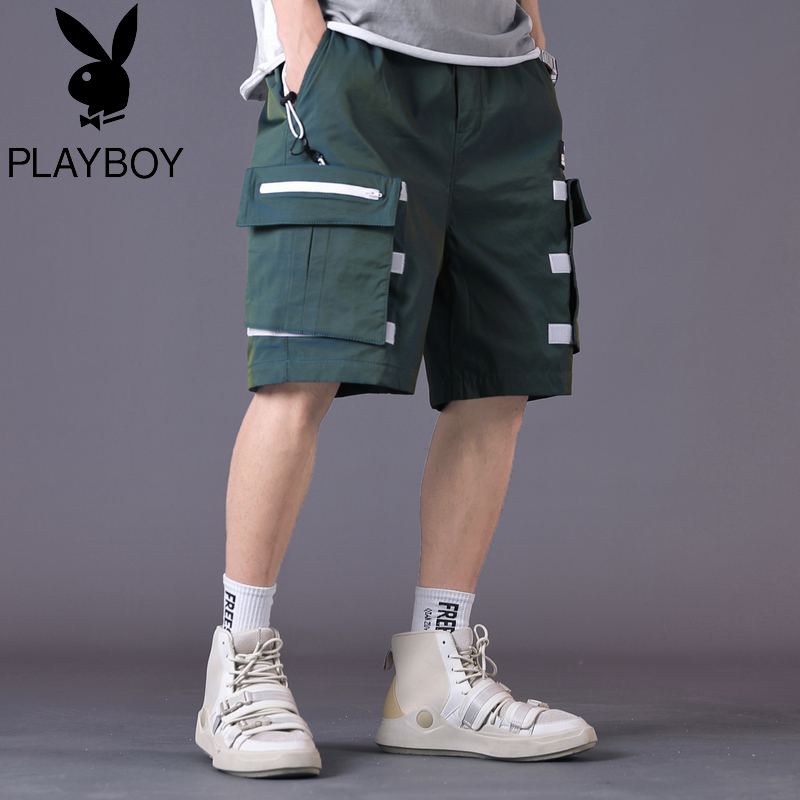 Playboy màu gradient bảo hộ lao động đầy màu sắc quần short bé trai laze ins phản chiếu thương hiệu thủy triều lỏng giản dị quần năm điểm