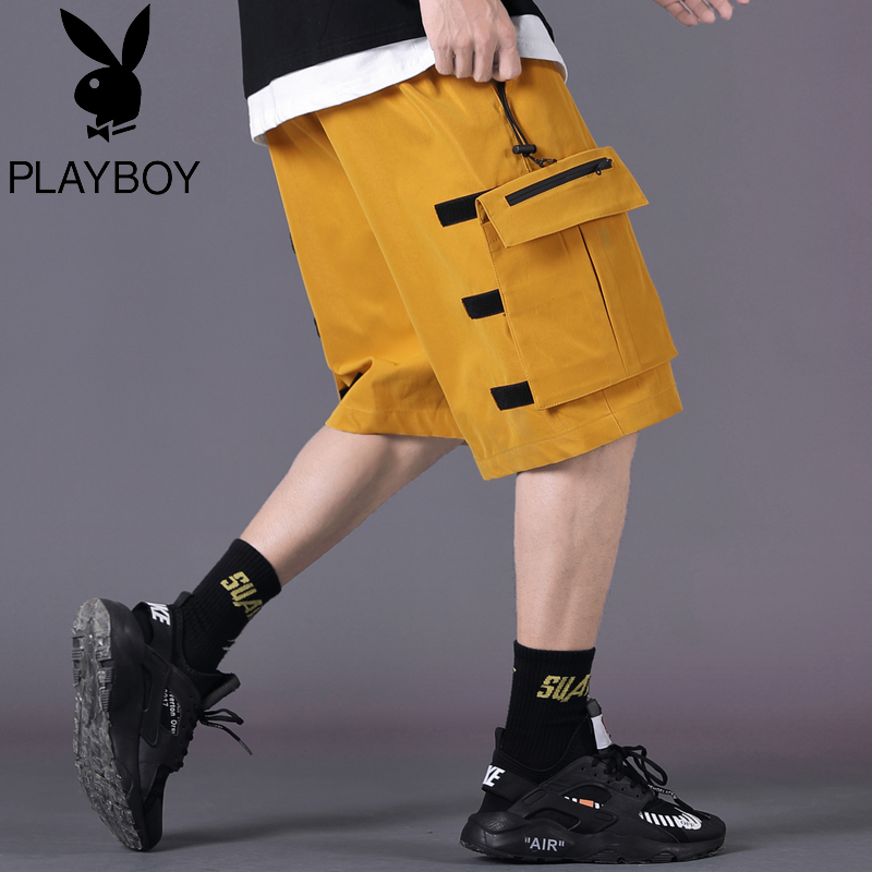 Playboy màu gradient bảo hộ lao động đầy màu sắc quần short bé trai laze ins phản chiếu thương hiệu thủy triều lỏng giản dị quần năm điểm