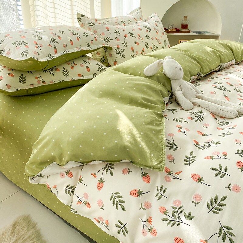 Field Garden Wind bed sheet Quilt Cover Four Sets Four Seasons Universal Spring Autumn Quilt Cover Quilt by Single Single Dormitory Bed Three Sets 4