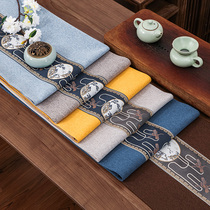 Table flag New Chinese embroidery Zen tea table tea table tea table tea table table cloth long strip table fabric cotton linen rectangle