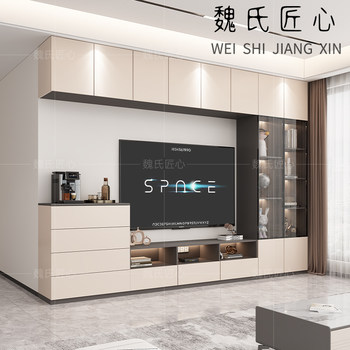 电视柜储物柜一体收纳客厅背景落地组合柜新款电视背景墙2025新款