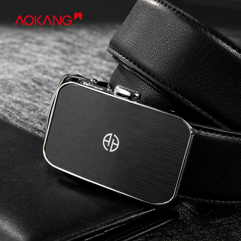 Aokang belt Men's leather automatic buckle belt Youth business casual pants belt Aokang flagship store official