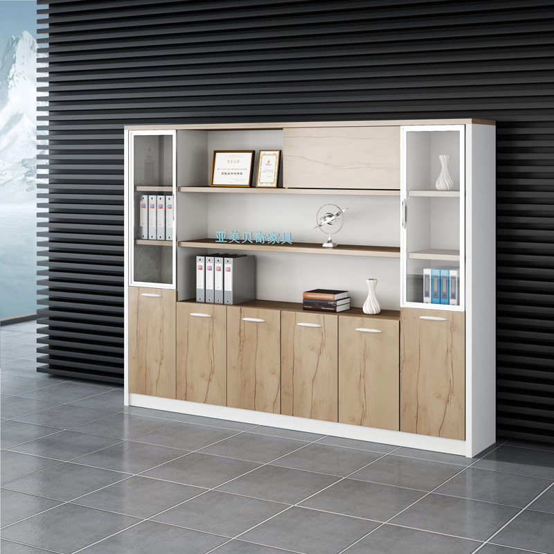 Guangdong office furniture Panel file cabinet Simple modern wooden data cabinet Glass door office storage cabinet