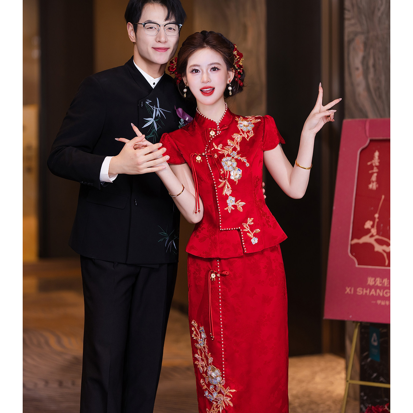 Красное платье для тостов cheongsam невеста 2026 новое платье для помолвки юбка свадебное повседневное платье из шкафа банкетное новое тонкое в китайском стиле