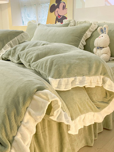 Princess Style Winter Milk Fiber Thickening Bed Sheet Four-Piece Set