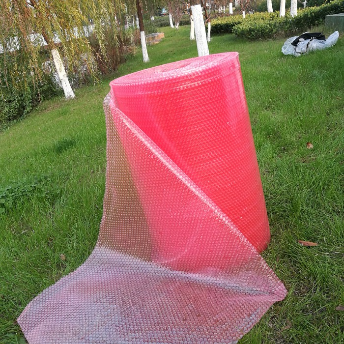 Red anti-static bubble film roll is suitable for all kinds of express cosmetic packaging shockproof new material white