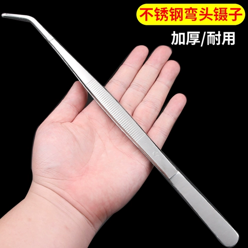 Длинный закаленный большой пинцет из нержавеющей стали для многоразового использования, увеличенная толщина