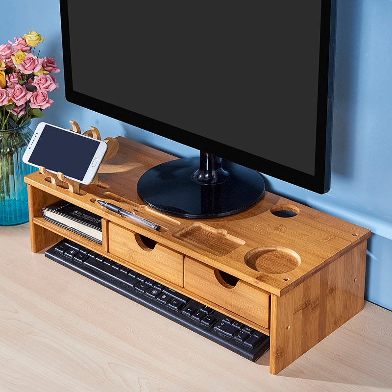 Nanzhu Computer Rack Display Heightening Rack Display Screen Nursery Base Bracket Table Top Shelf Solid Wood