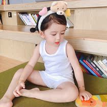 Day Ensemble Girl Sweet home Princess Wind Pyjamas Girl Pure Cotton Harnesses Baby Summer Pure White Vest Shorts