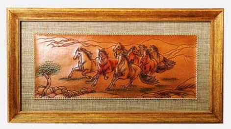 Mongolian Crafts Gifts Swing to Mongolian Characteristics Mongolian Gift Mongolia Cow Leather Painting New 8 Jun Tuan Artisanal Leather Sculpture