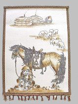 Mongolian handicrafts wool felt painting special price 60*80cm Shepherd boy