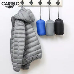 cartelo crocodile ຂອງແທ້ off-season ໃຫມ່ light down jacket ຜູ້ຊາຍສັ້ນ້ໍາຫນັກເບົາບາງໆສີຂາວເປັດລົງ jacket ຜູ້ຊາຍ