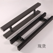 Black stainless steel door handle sliding door storefront hotel tempered Wood simple handle square modern balcony
