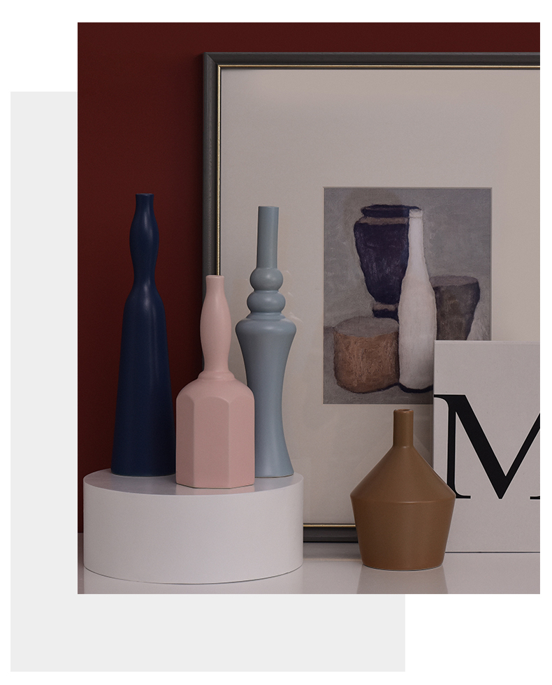 The Nordic ceramic vase furnishing articles home sitting room mesa adornment morandi flower implement modern creative room decoration