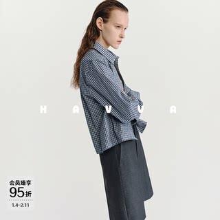 Havva classic plaid long-sleeved shirt short style good for daily wear women's cardigan top 2026 spring c3-4304