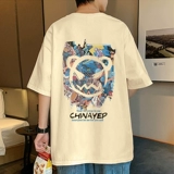 Трендовая хлопковая мультяшная футболка с коротким рукавом, оверсайз