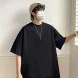 Хлопковая однотонная цветная базовая приятная телу брендовая футболка с коротким рукавом, оверсайз