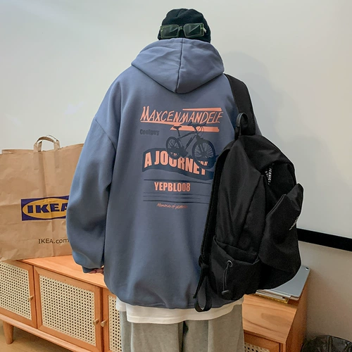 Tide, демисезонная толстовка с капюшоном, трендовые джинсы с начесом, куртка, оверсайз