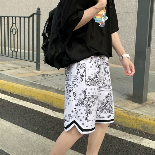 Летние быстросохнущие шелковые шорты, баскетбольные спортивные трендовые штаны для отдыха для спортзала, оверсайз