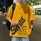 Хлопковая брендовая футболка с коротким рукавом, короткий рукав, оверсайз, в американском стиле