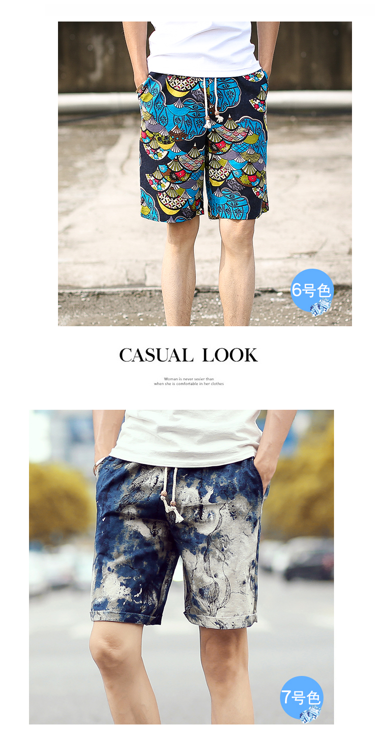 Mùa hè in quần short nam quần đi biển Phiên bản Hàn Quốc của quần nam triều Slim quần dài thẳng giản dị quần ngắn