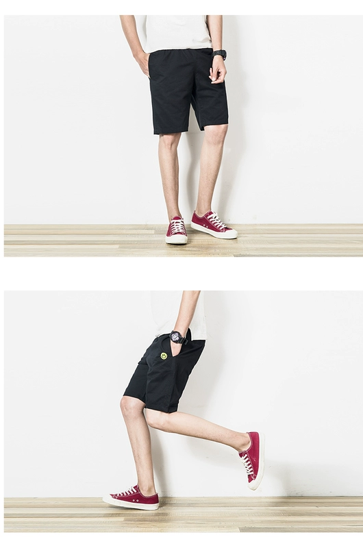 Mùa hè mỏng phần thêu quần giản dị mùa hè xu hướng quần thể thao năm điểm quần short nam rộng quần nam