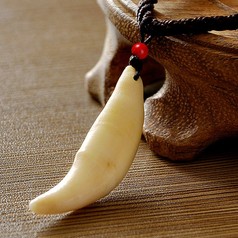 Wolf tooth line pendant cinnabar real possession boiled black dog teeth men's necklace couple fashion natal year trendy new style