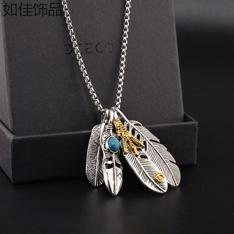 Takahashi Goro with the same hiphop hip-hop necklace feather simple retro trend men's all-match long sweater chain