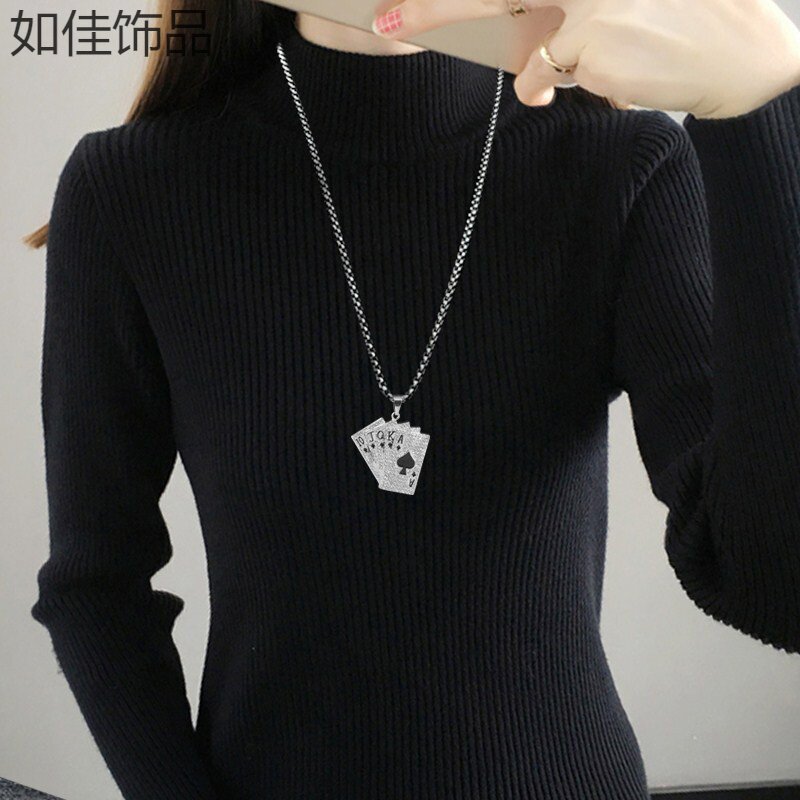 Personality trend accessories poker men and women ins net red with the same spade A necklace pendant long sweater chain Europe and the United States
