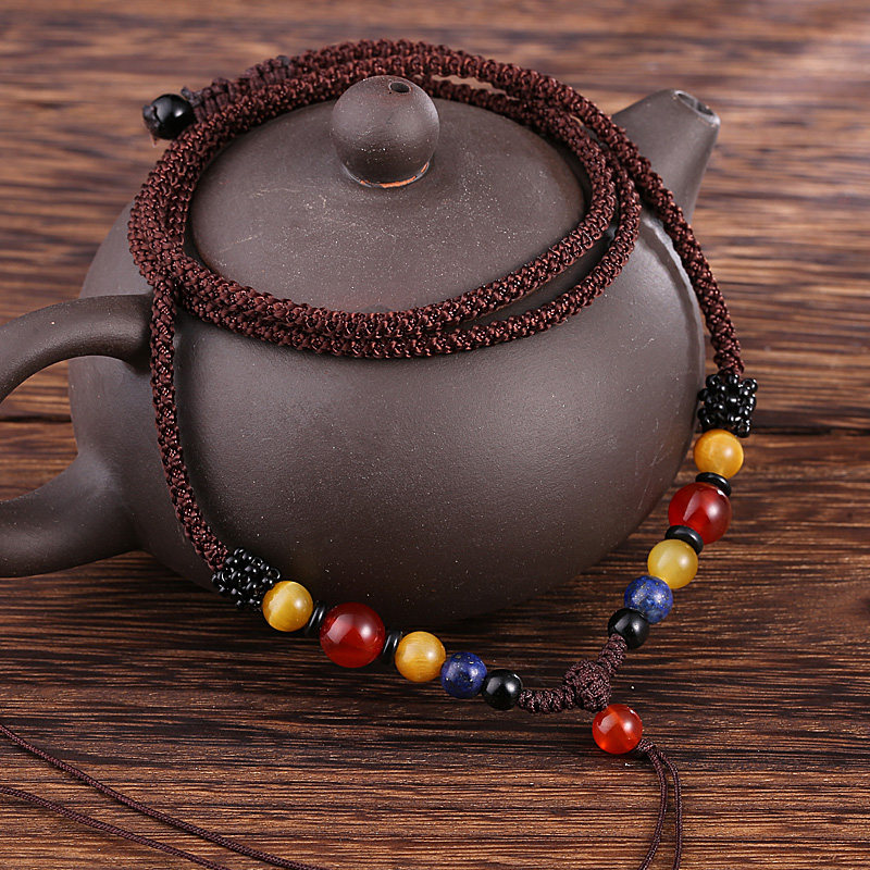 Necklace Rope Hand Woven Emerald Dog Tooth Pendant male and female hanging neck Tian Yupei pendant jade pendant jade pendant