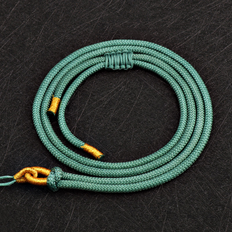 Hand-woven necklace green jade pendant lanyard hanging neck Hetian jade pendant rope jade pendant 3mm rope