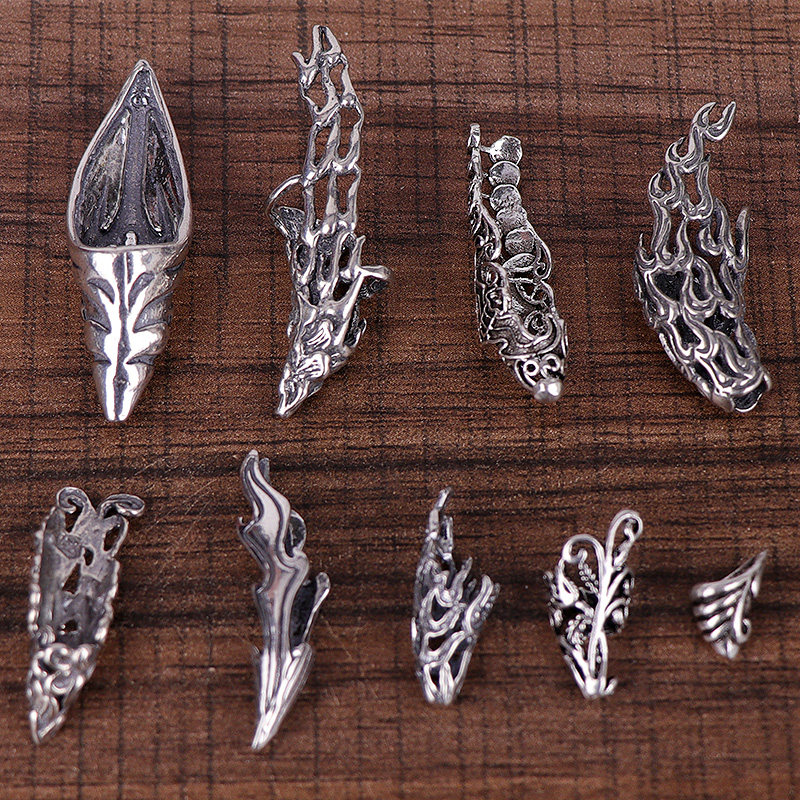 Wolf Tooth Shaped Pendant 925 pure silver tooth tip sleeve Cracked Hook Sleeve Anti-tooth sleeve Imitation Tooth dog Tooth Pendant Sleeve