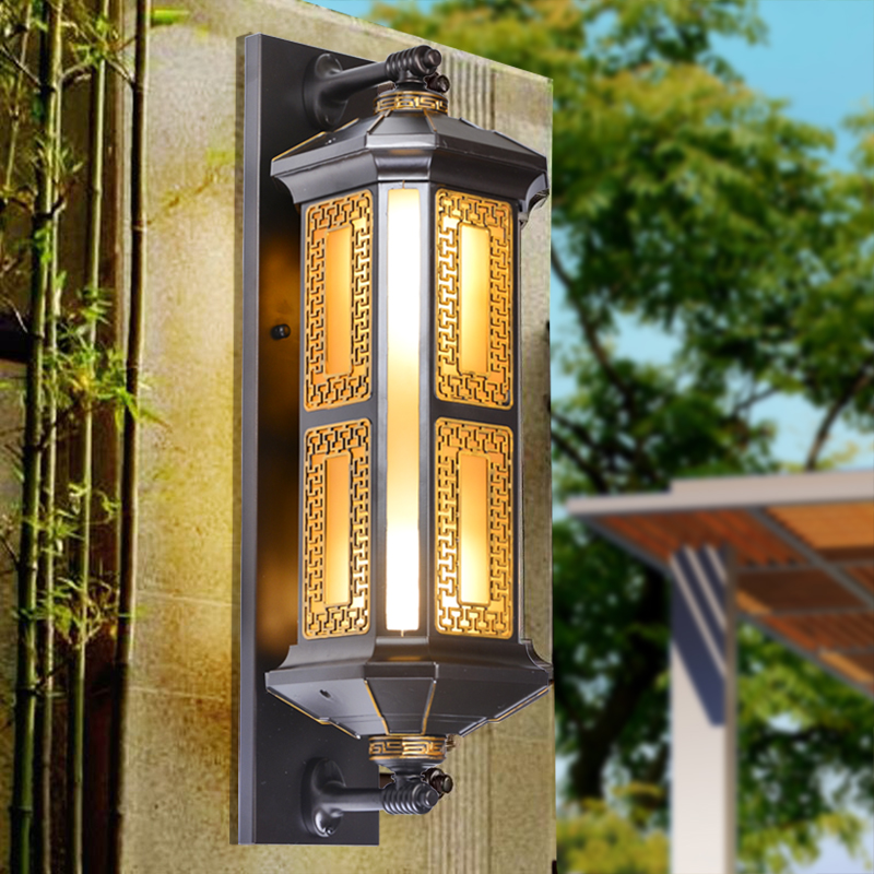 Villa Gate Balcony Waterproof Retro Wall Lamp New Chinese Style Exterior Wall Terrace Courtyard Wall Lamp Outdoor Patio View Light