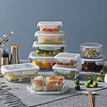 Heat-resistant borosilicate glass student separation lunch box to work take-out lunch box microwave oven refrigerator available fresh-keeping box