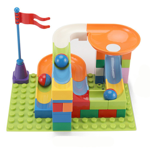 Large granules compatible with building blocks Children's plastic spelled male and female children Puzzle Force Parquet Slide Ball Toys 3-6 Weeks