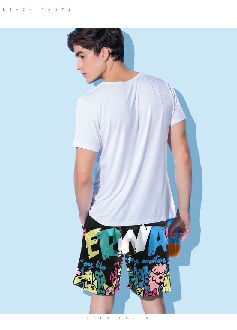 Hosa Water Cube Summer Cặp đôi Quần short bãi biển Quần short Kỳ nghỉ Bãi biển Nhanh khô Quần lỏng Quần dài Quần nữ 	quần đi biển xịn