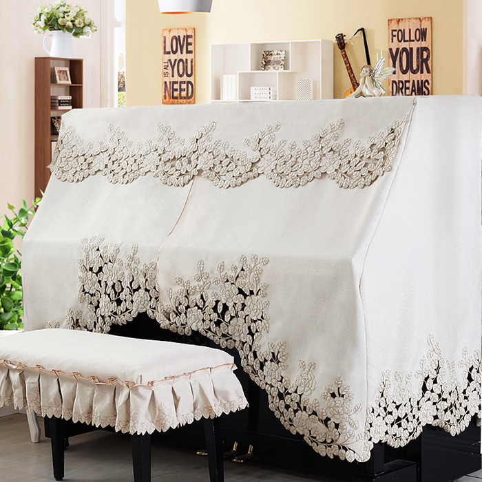 Lace piano cover full cover pastoral fabric embroidery piano half cover thick piano stool set simple cover cloth buy 1 get 5
