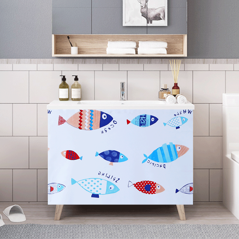 Waterproof Cabinet Curtain Kitchen Curtain Dust-Proof Shade Free of perforated Magic sticker integral cabinet curtain small short door curtain partition window Shoe cabinet curtain