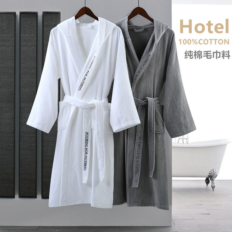 Cotton bathrobe towel lovers, male and female long bathrobe Spring and Autumn Winter robe water absorption quick-drying cotton thickening