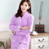 Áo ngủ nữ dày flannel mùa thu và áo choàng mùa đông của phụ nữ cotton dài tay nhung san hô dễ thương màu tím phần dài đồ ngủ hình thú Night Robe