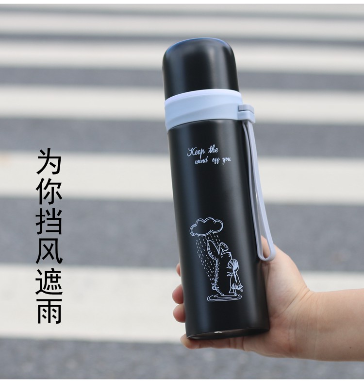 Phiên bản Hàn Quốc của chiếc cốc nữ sinh viên cầm tay Hàn Quốc nghệ thuật tươi dễ thương mạng đỏ in thời trang mới 2018 bình nước thủy tinh 500ml