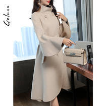 2020 new double-sided wool coat womens autumn and winter Australian wool coat medium-long alpaca wool coat thin