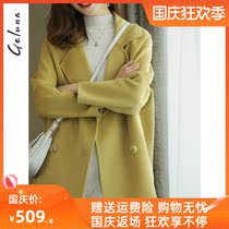 Goose double-sided woolen coat women 2021 new autumn and winter dress long wool coat zero cashmere coat women