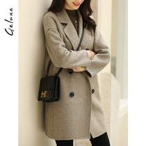 Double-sided wool coat womens 2020 new Korean version of wool coat medium-long zero cashmere coat womens autumn and winter