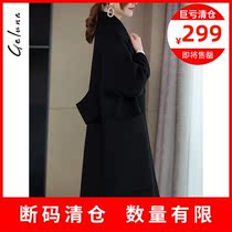 Black wool woolen coat women 2021 new large size Korean version of high-end zero cashmere double-sided woolen coat women Autumn