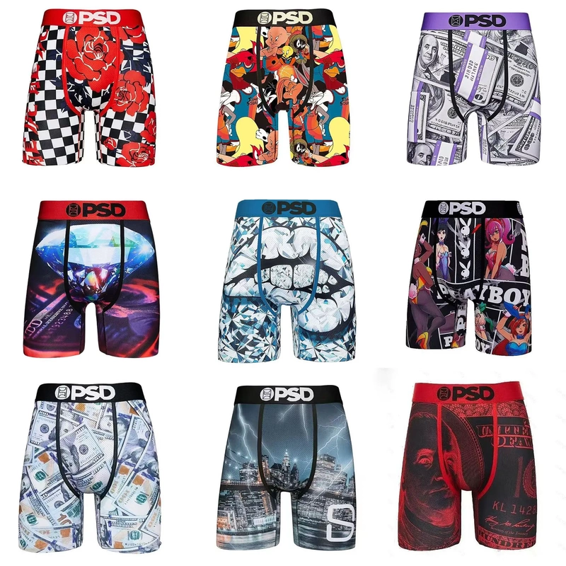 [Hot-Selling Item] American Trendy Brand Psd Men's Printed Sports Running Fitness Boxing Boxer Briefs